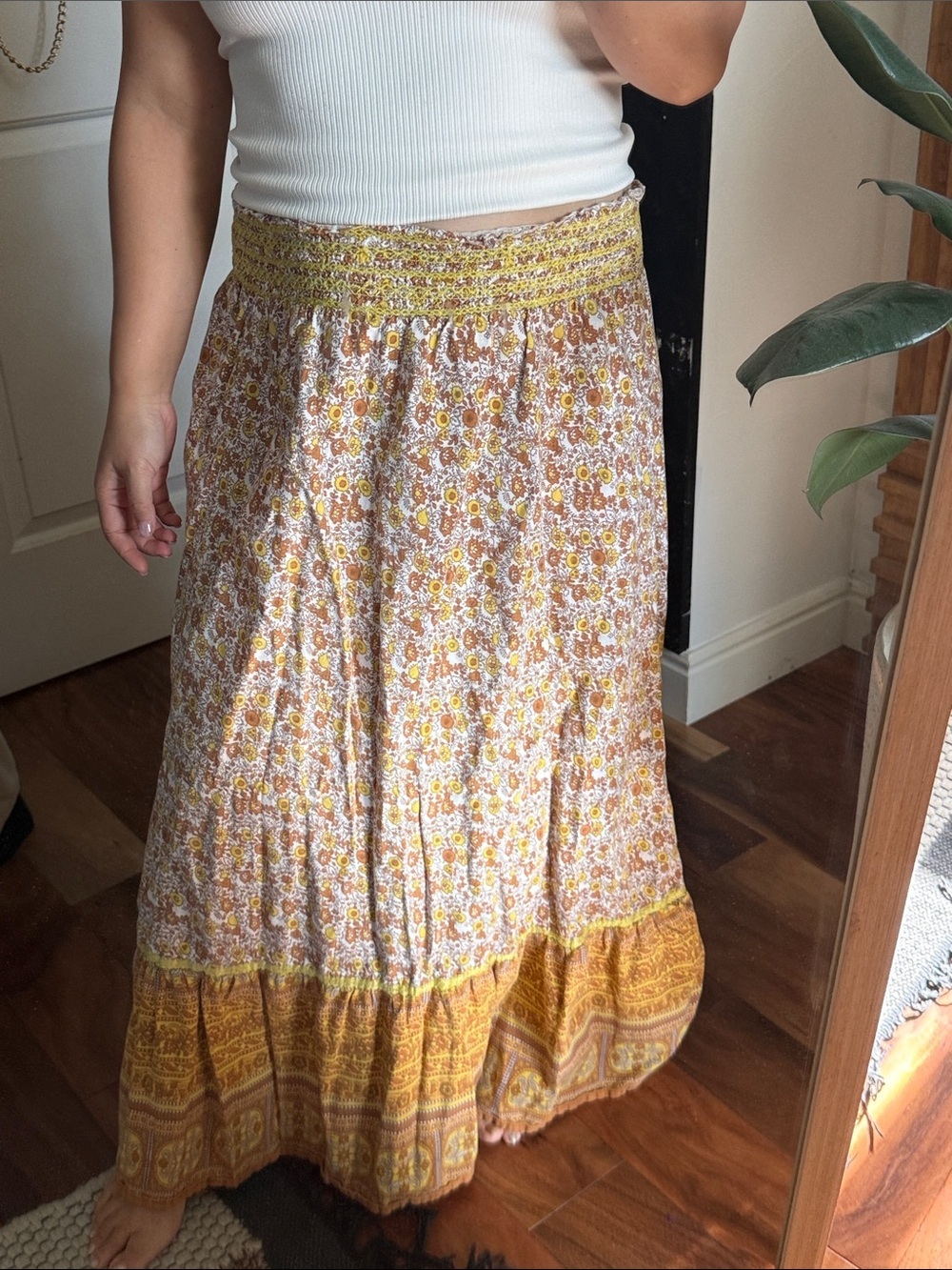 Vintage Derek Heart Cottagcore Midi Floral Boho Style Skirt. Size M